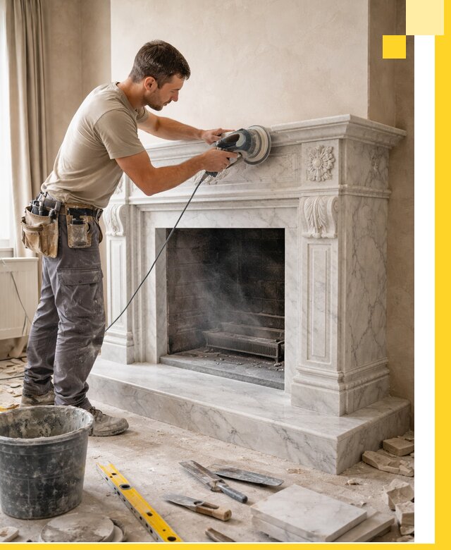 Изготовление и установка мраморных каминов в Глазове под ключ