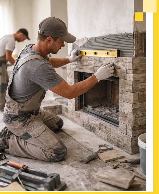 Облицовка каминов в Глазове, монтаж и отделка натуральным камнем