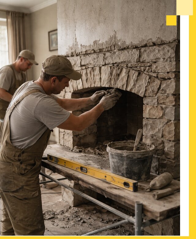 Изготовление каминов под ключ в Глазове, монтаж и отделка