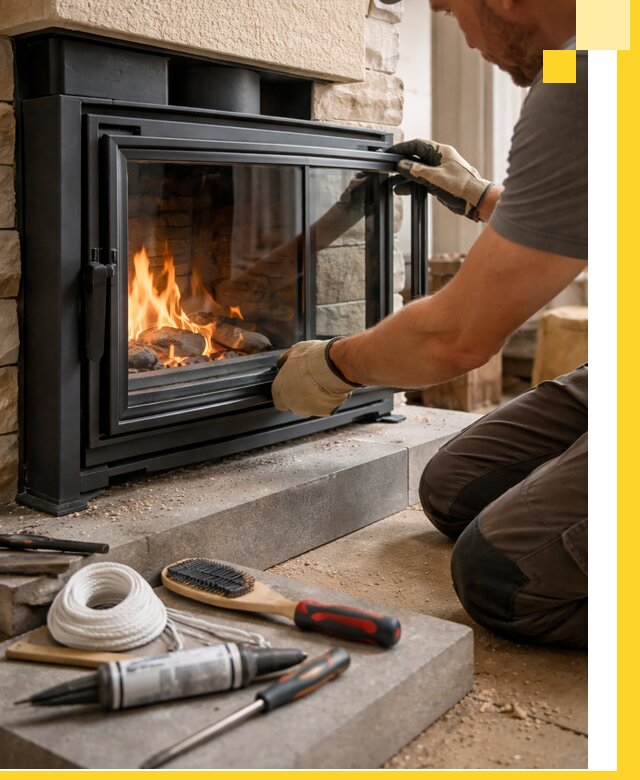 Производство, монтаж и доставка каминов со стеклом в Глазове