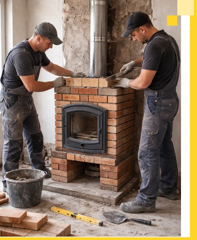 Монтаж печи камина под ключ в Глазове с гарантией и пусконаладкой