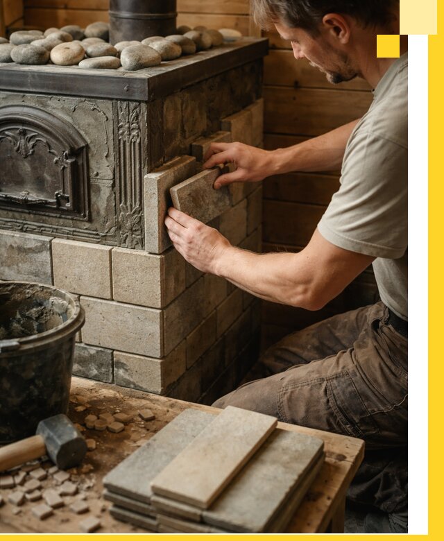 Облицовка банных печей в Глазове профессиональная отделка