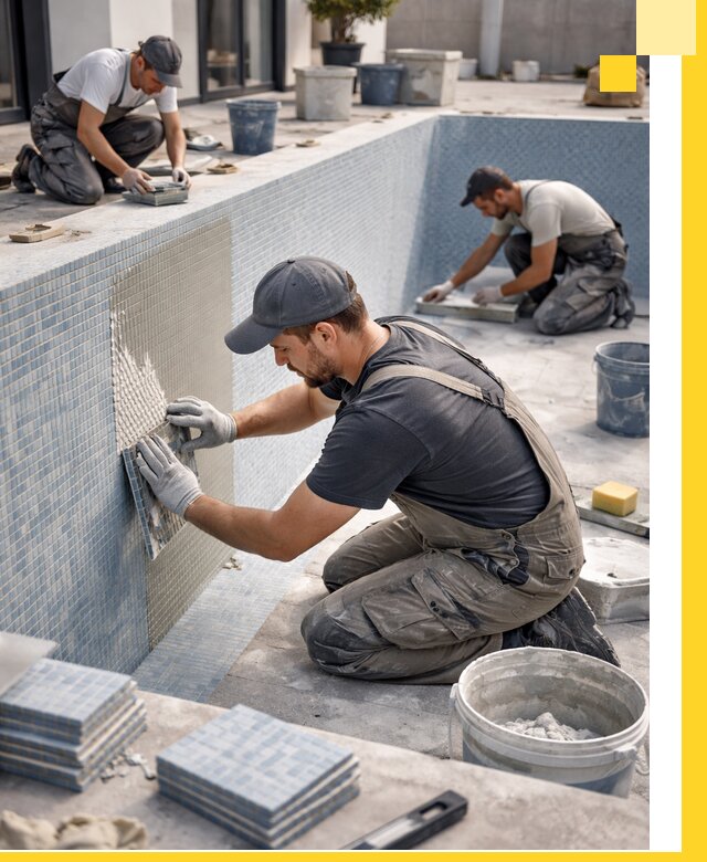 Облицовка бассейнов в Глазове плитка мозаика гидроизоляция