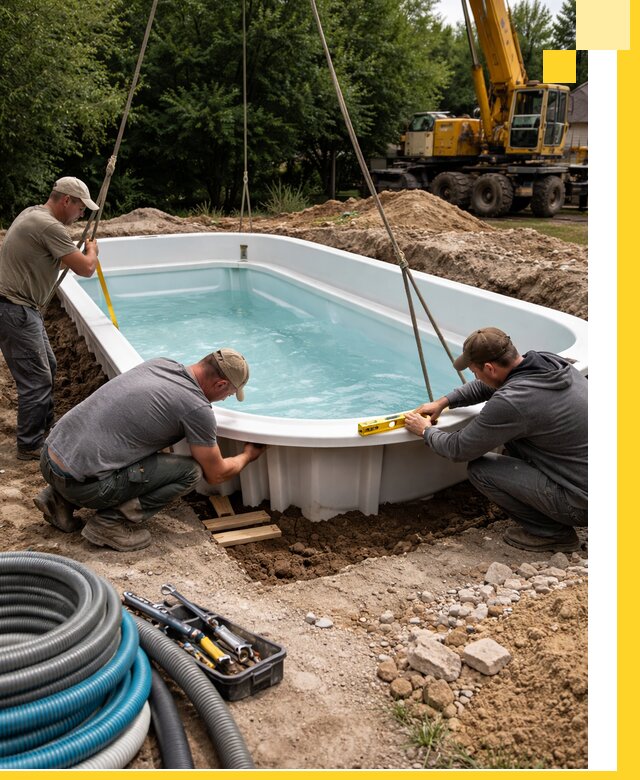 Установка и монтаж композитных бассейнов под ключ в Глазове