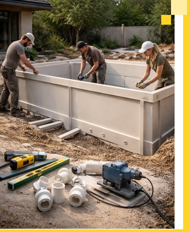 Установка полипропиленовых бассейнов под ключ в Глазове