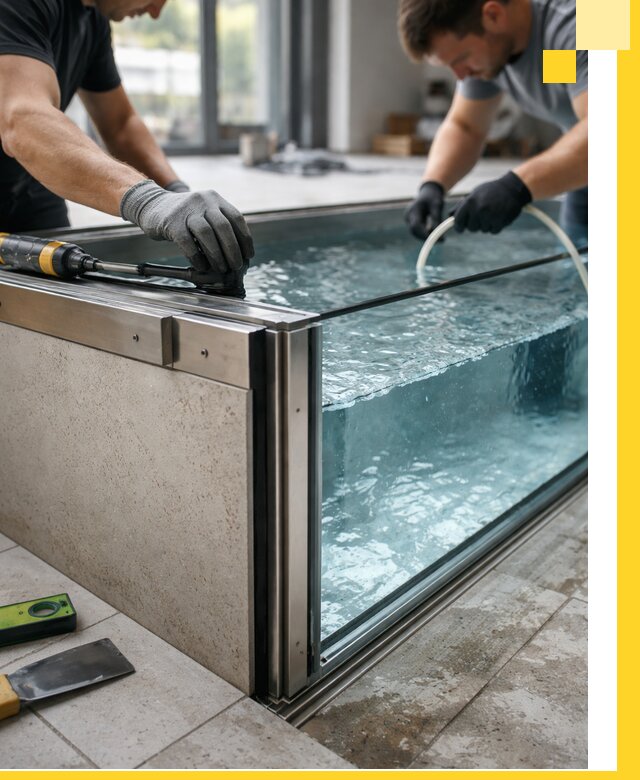 Проектирование и монтаж стеклянных бассейнов в Глазове