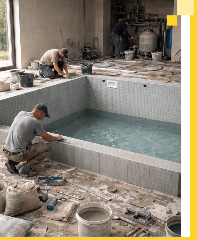 Строительство и монтаж бассейнов в помещении в Глазове