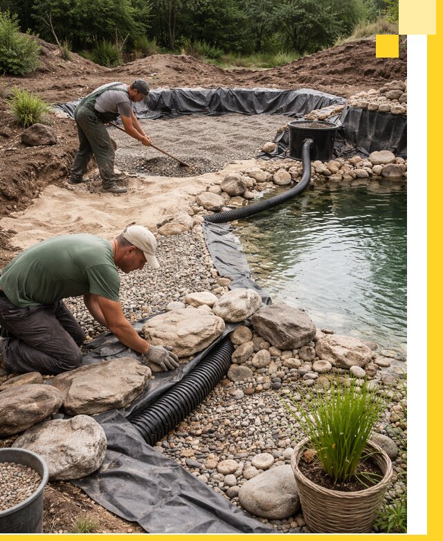 Строительство природных бассейнов и озер в Глазове под ключ