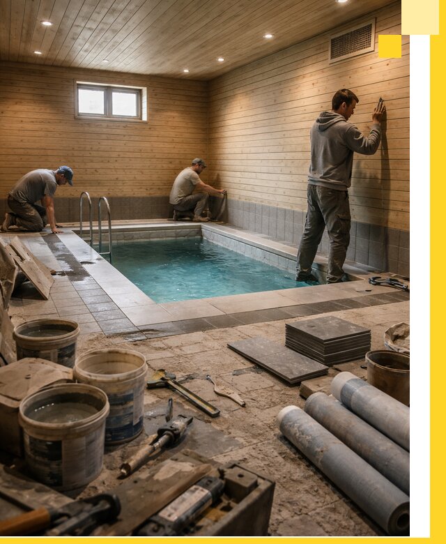 Строительство бани с бассейном и сауной под ключ в Глазове