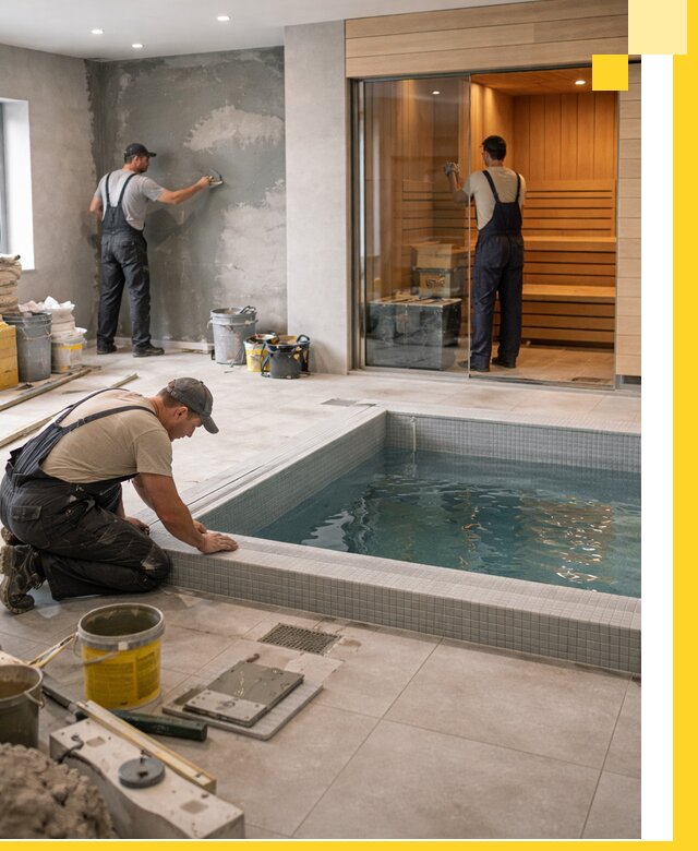 Проектирование и строительство сауны с бассейном в Глазове