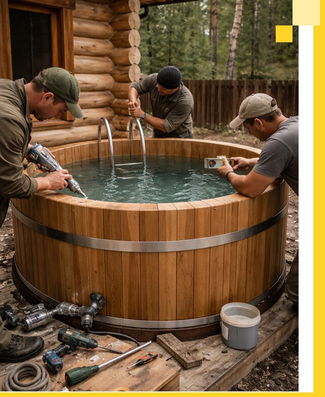 Строительство бань с купелью под ключ и отделкой в Глазове