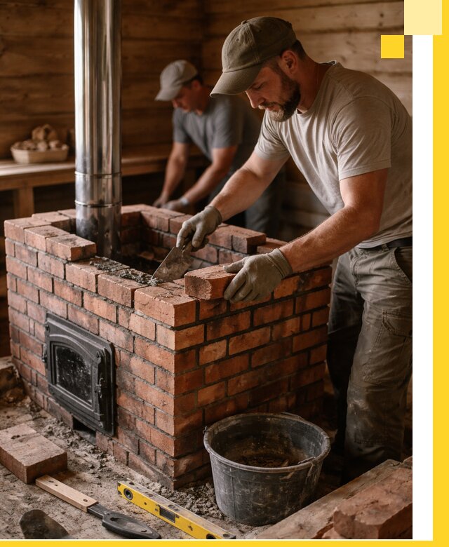 Кирпичные печи для бани под ключ в Глазове, проект и монтаж