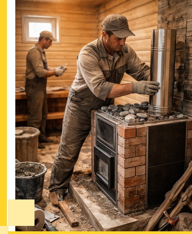 Монтаж печи в бане под ключ в Глазове от 20406 р. | ЭриданГлз