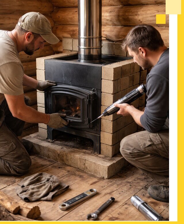 Монтаж и установка печи в бане под ключ с гарантией в Глазове