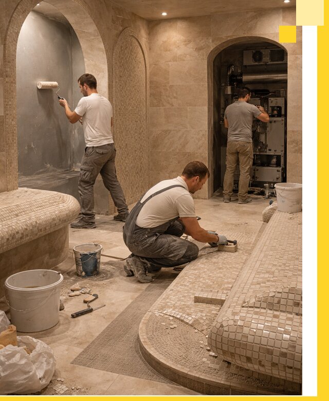 Строительство бани с хамамом и бассейном под ключ в Глазове