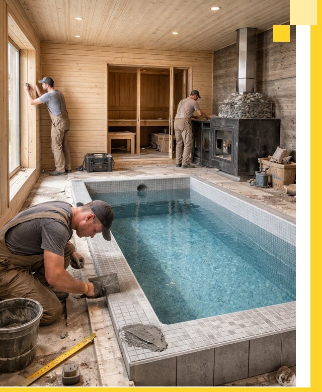 Проект бани с бассейном и сауной в Глазове под ключ