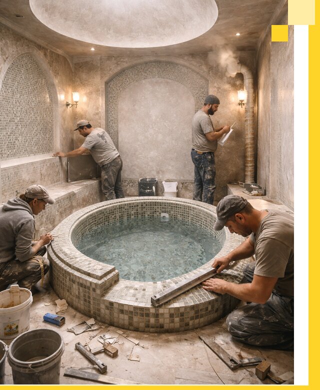Профессиональное строительство хамама с бассейном в Глазове под ключ