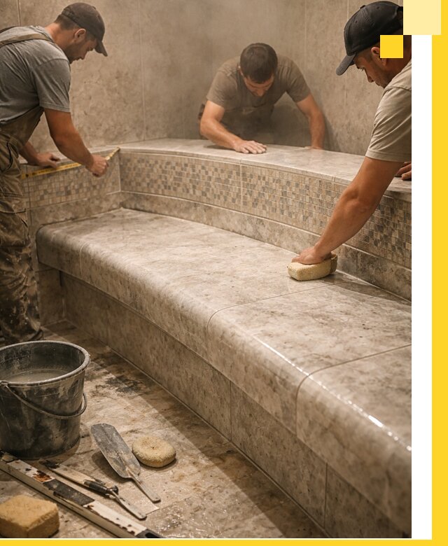 Изготовление и установка сидений для хамама в Глазове