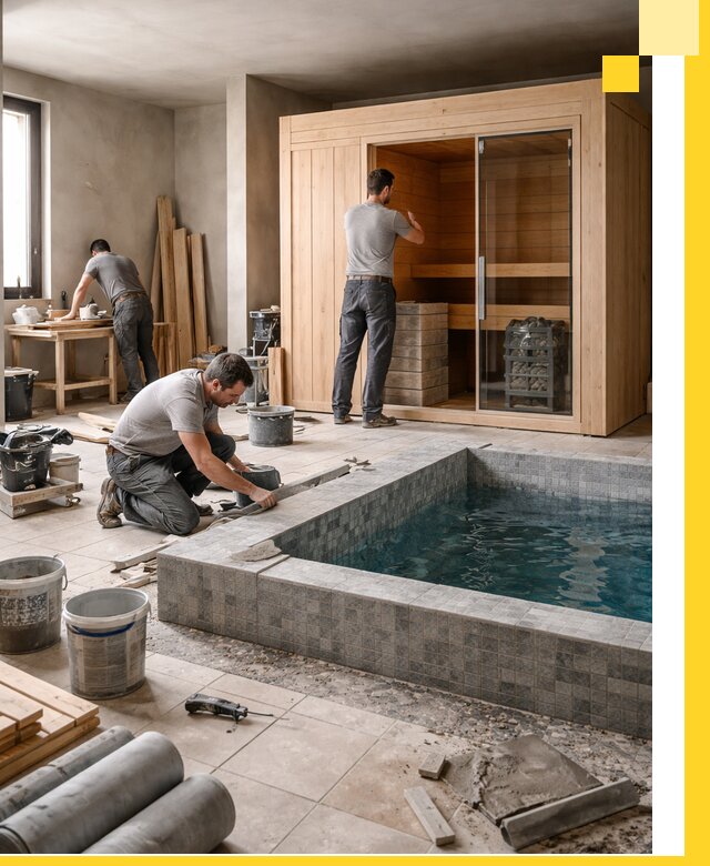 SPA зоны под ключ с бассейном сауной и печью в Глазове